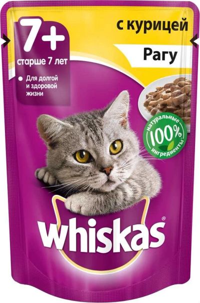 Лот: 16471596. Фото: 1. (Вискас) курица рагу 85гр для... Корма