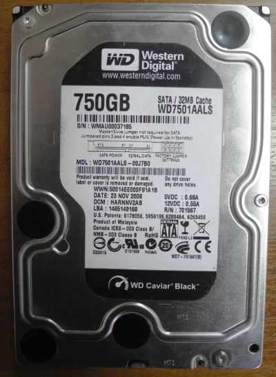 Лот: 6228835. Фото: 1. Жесткий диск HDD 3.5" WD, 750GB... Жёсткие диски