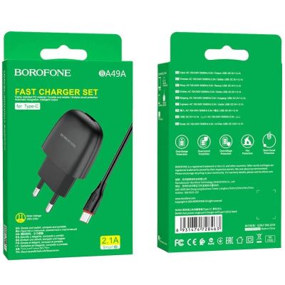 Лот: 22150008. Фото: 1. СЗУ BOROFONE BA-49A 1*USB+TYPE-C... Зарядные устройства, блоки питания, адаптеры сетевые для смартфонов