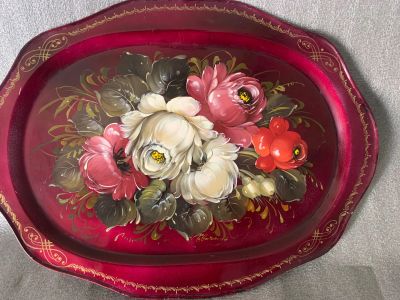 Лот: 25526261. Фото: 1. Поднос расписной Г. Антипина. Предметы сервировки