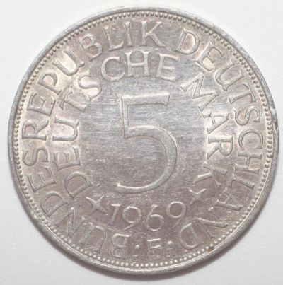 Лот: 6090248. Фото: 1. 5 марок 1969 год. Германия (ФРГ... Германия и Австрия