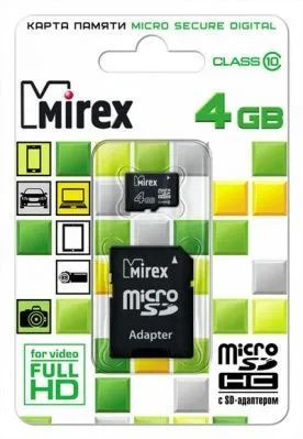Лот: 22151121. Фото: 1. КАРТА ПАМЯТИ MIREX microSDHC 4GB... Карты памяти