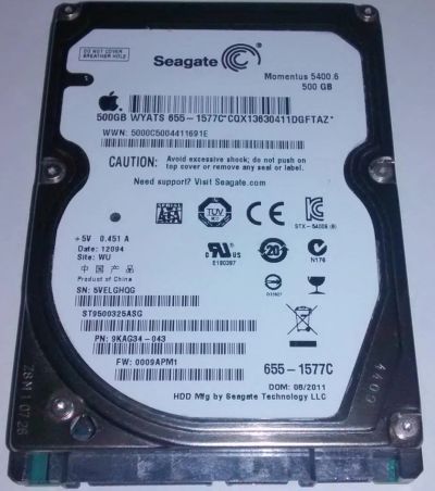 Лот: 6963048. Фото: 1. Жесткий диск Apple 500Gb wyats... Жёсткие диски