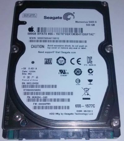 Лот: 6963048. Фото: 1. Жесткий диск Apple 500Gb wyats... Жёсткие диски (HDD)