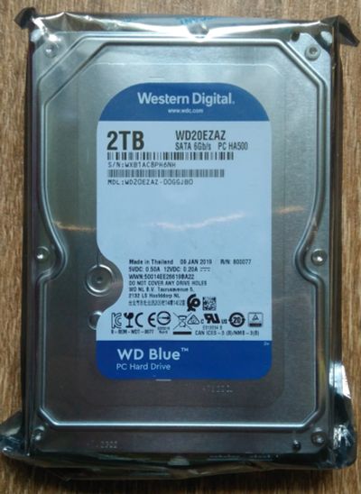 Лот: 15997169. Фото: 1. Новый! WD Blue WD20EZAZ, 2Tb жесткий... Жёсткие диски (HDD)