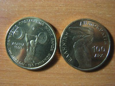 Лот: 3338821. Фото: 1. Греция 100 драхм 1999 года. Чемпионат... Европа