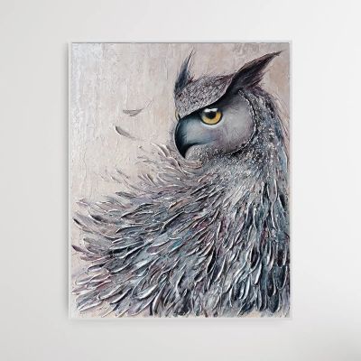 Лот: 20721172. Фото: 1. Фактурная картина "Филин" масло... Картины, рисунки