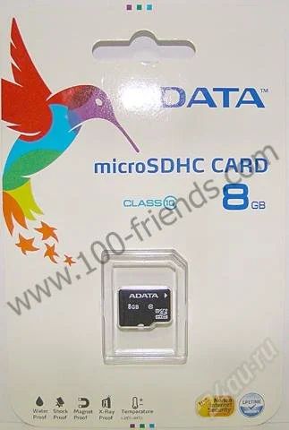 Лот: 1941900. Фото: 1. Карта памяти Micro SD 8Gb "A-DATA... Карты памяти