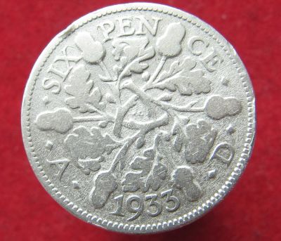 Лот: 13373663. Фото: 1. Великобритания 6 пенсов 1933 год... Остальные страны