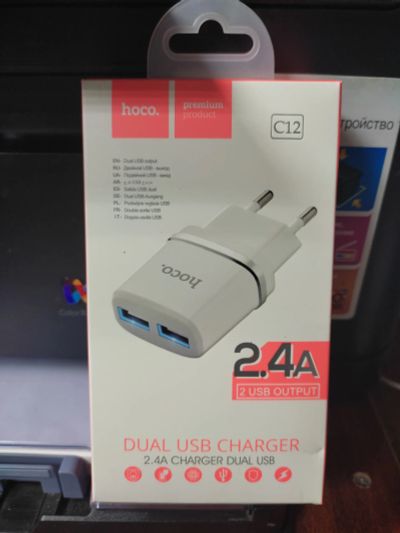 Лот: 21377769. Фото: 1. Зарядное устройство USB (двойное... Зарядные устройства, блоки питания, адаптеры сетевые для смартфонов