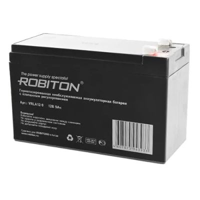 Лот: 21514736. Фото: 1. АКБ 12v-9Ah Robiton VRLA12-9... Батарейки, аккумуляторы, элементы питания