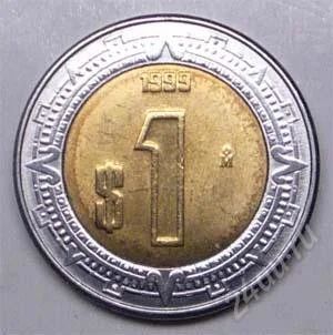 Лот: 1583270. Фото: 1. Мексика. 1 песо 1999г. Биметалл... Америка