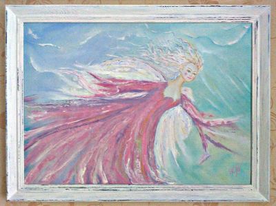 Лот: 4206333. Фото: 1. волшебная картина "Розовый ангел... Картины, рисунки