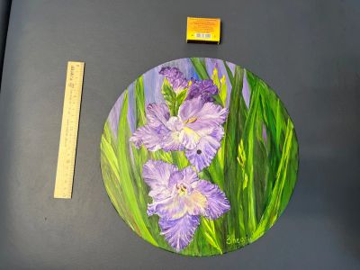Лот: 21382059. Фото: 1. Картина на пластинке цветы подарок... Картины, рисунки
