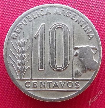 Лот: 2687573. Фото: 1. (№2420) 10 сентаво 1944 (Аргентина... Америка