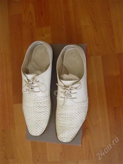 Лот: 2933828. Фото: 1. мужские белые кожаные туфли 44... Туфли