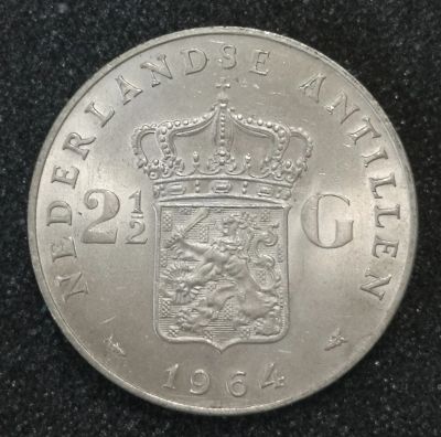 Лот: 23307822. Фото: 1. 2½ гульдена 1964 года. Нидерландские... Америка