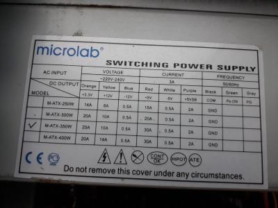 Лот: 12700419. Фото: 1. Блок питания Microlab M-ATX 350W. Корпуса, блоки питания