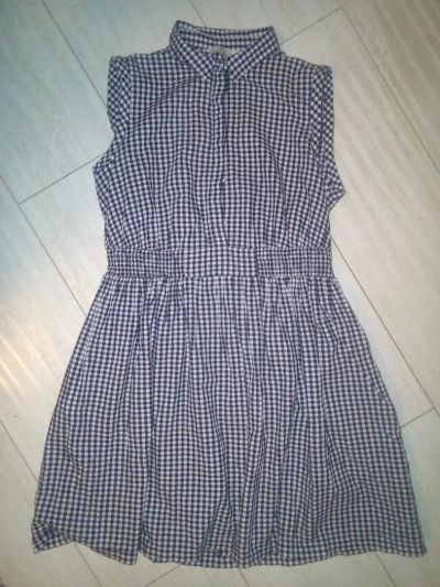 Лот: 10308776. Фото: 1. Платье-туника-рубашка в клетку... Платья