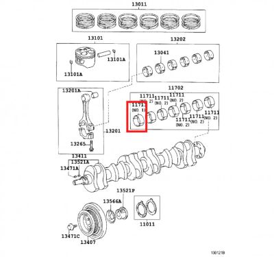 Лот: 21589500. Фото: 1. Вкладыш коренной Toyota 1JZ-GE... Двигатель и элементы двигателя