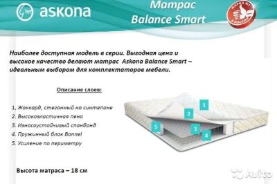 Лот: 15465068. Фото: 1. Матрас Askona Balance Smart 80х200... Матрасы