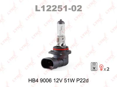 Лот: 8762568. Фото: 1. Лампа LYNXauto L12251-02 HB4 9006... Оптика и освещение
