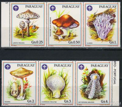 Лот: 17296263. Фото: 1. 1986. Парагвай. Грибы. Полная... Марки