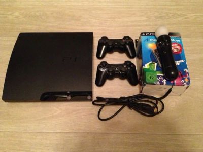 Лот: 3280877. Фото: 1. Playstation 3 Slim 120GB 2 геймпада... Игровые приставки, консоли