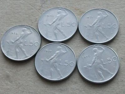 Лот: 19901613. Фото: 1. Монета 50 лир Италия 1970; 1971... Европа