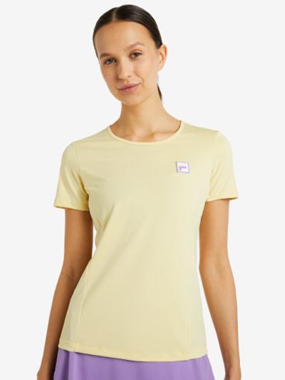 Лот: 22407510. Фото: 1. Футболка женская FILA, Желтый. Другое (спортивная одежда)