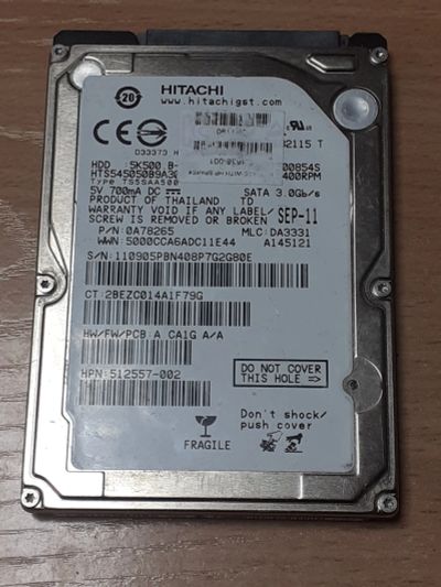 Лот: 21292632. Фото: 1. Диск 500gb для ноутбука (Sata... Жёсткие диски (HDD)