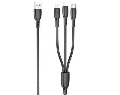 Лот: 20877546. Фото: 1. Кабель 3в1 Borofone BX71 Lightning... Дата-кабели, переходники