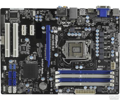 Лот: 16767624. Фото: 1. Материнская плата ASRock H61DE... Комплекты запчастей