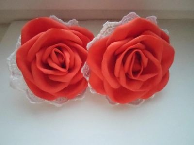 Лот: 8700489. Фото: 1. Банты (резиночки) оранжевые с... Цветы из ткани