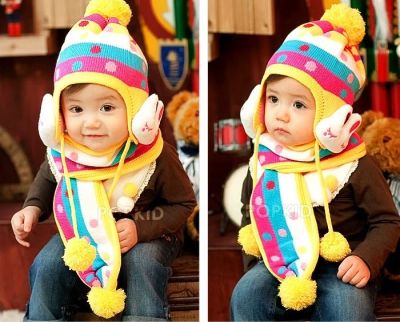 Лот: 3974943. Фото: 1. Шапка с зайками. Головные уборы