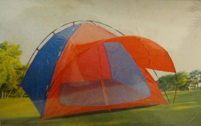 Лот: 5742356. Фото: 1. Палатка 3-х местная Красно-синяя... Палатки, тенты