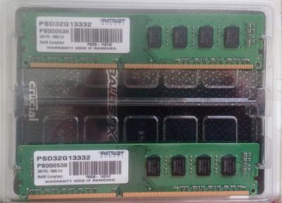 Лот: 5832545. Фото: 1. DDR3 PC10600 2x2Gb Patriot. Оперативная память