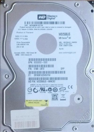 Лот: 2771807. Фото: 1. HDD WD 250GB. Жёсткие диски (HDD)