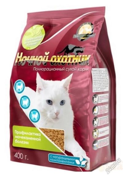 Лот: 5891013. Фото: 1. Корм Ночной Охотник для кошек... Корма
