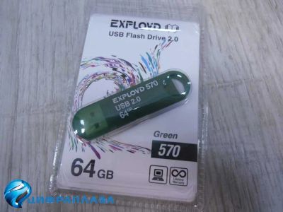 Лот: 18611495. Фото: 1. 64GB накопитель Exployd 570 зеленый. USB-флеш карты