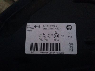 Лот: 6370871. Фото: 1. фары Skoda Fabia артикул 5J1941018C... Оптика и освещение
