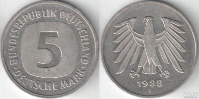 Лот: 11147033. Фото: 1. 5 Deutsche mark 1988 г.в. (5 марок... Европа