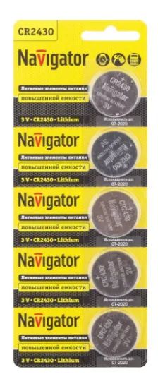 Лот: 21735048. Фото: 1. Батарейка Navigator 94781 CR2430... Батарейки, аккумуляторы, элементы питания