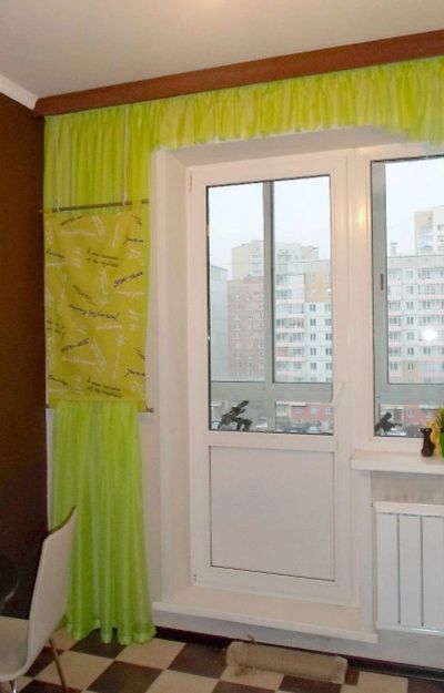 Лот: 4546205. Фото: 1. Комплект в кухню "Зеленые панели... Шторы, тюль