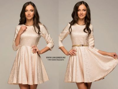 Лот: 3735787. Фото: 1. Платье 1001dress бежевый жаккард. Платья