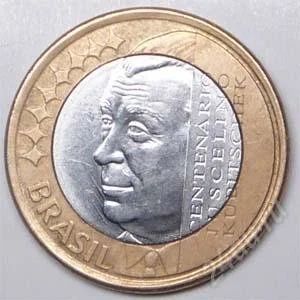 Лот: 1588279. Фото: 1. Бразилия. 1 реал 2002г. Биметалл... Америка
