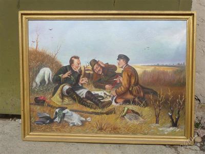 Лот: 1789331. Фото: 1. Копия картины "Охотники на привале... Произведения