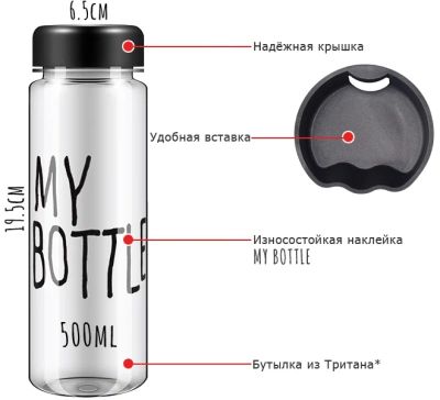 Лот: 6467036. Фото: 1. My bottle/Моя бутылка/ 500 мл... Спортивная посуда