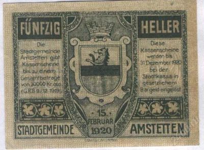 Лот: 1414791. Фото: 1. Австрия. Нотгельд. 50 геллер 1920г... Германия и Австрия