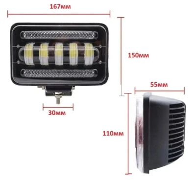 Лот: 22837197. Фото: 1. Фара ПТФ 5SMD 12/24В Линзы + ДХО... Оптика и освещение